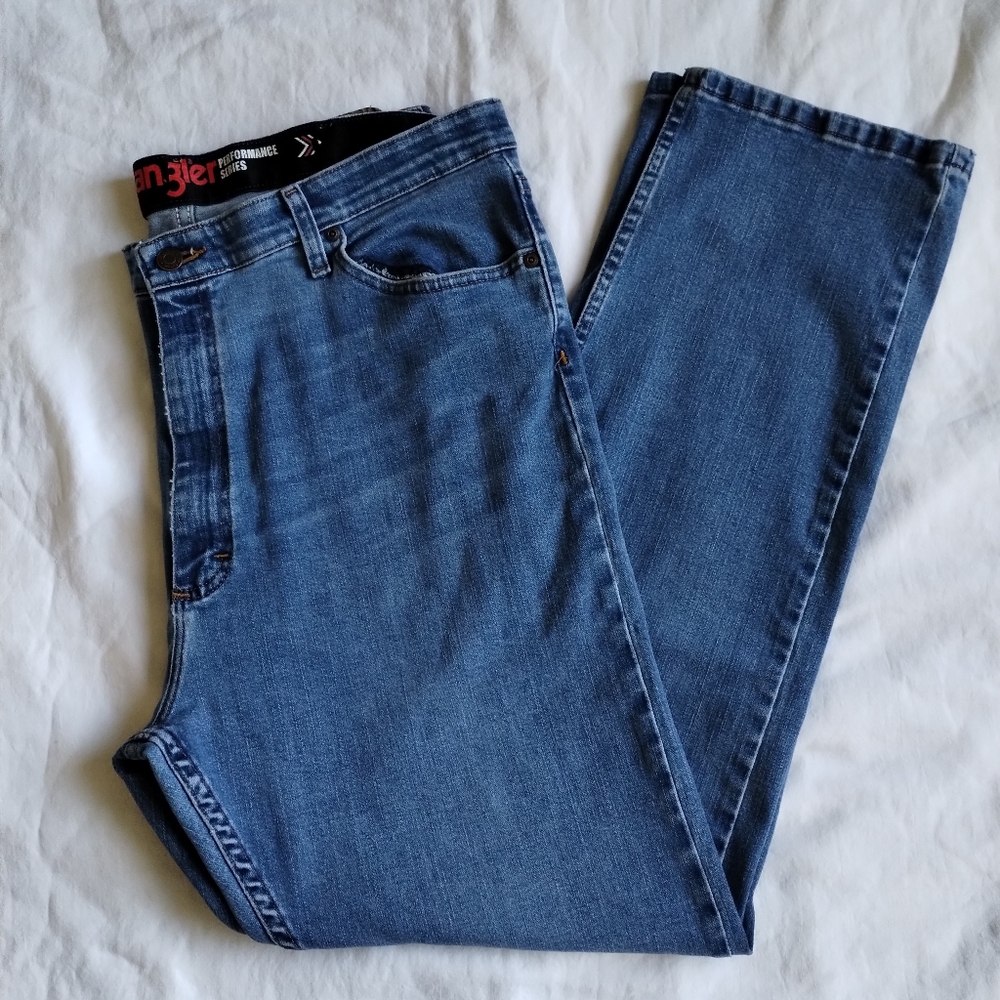 VTG Wrangler Performance Jeans 40W X 32L Made In Mexico Clean Wash Ride 13